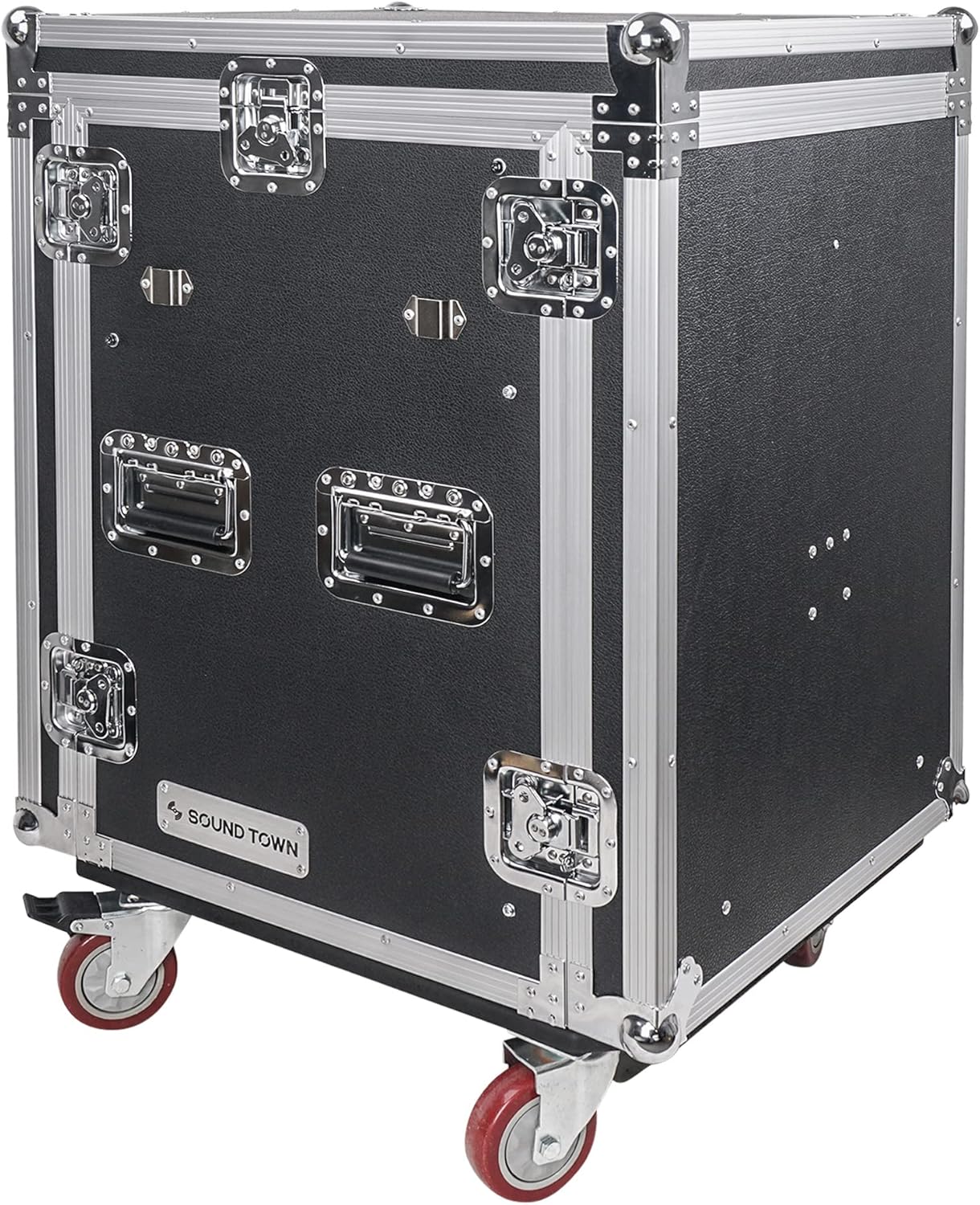 Sound Town 14U PA DJ Rack/Road ATA Case with 11U Slant Mixer Top, 20���� Rackable Depth, DJ Work Table and Casters, 14 Space Size, Pro Tour Grade (STMR-14UWT)
