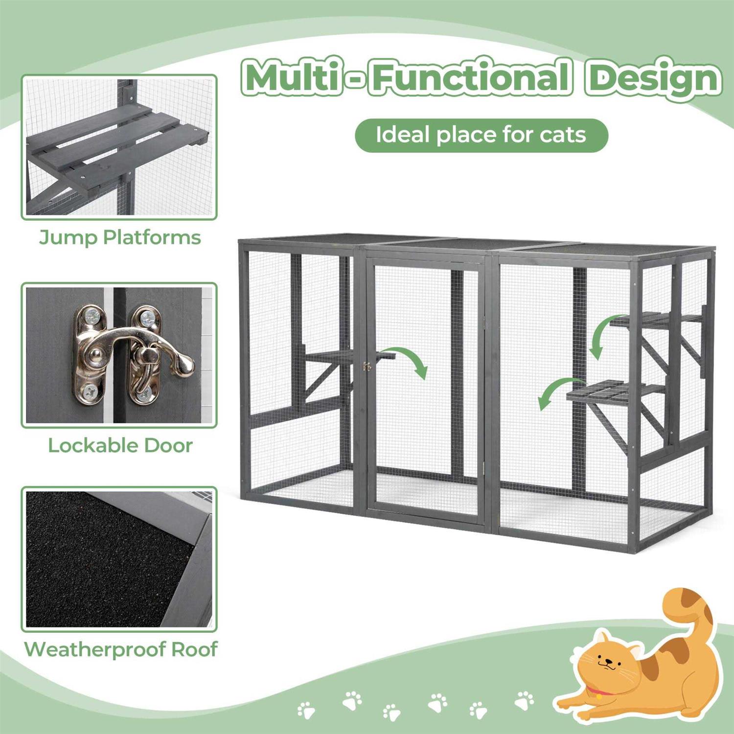 COZIWOW Wooden Outdoor Cat Enclosure Run Playpen Catio - Pet Supplies online store