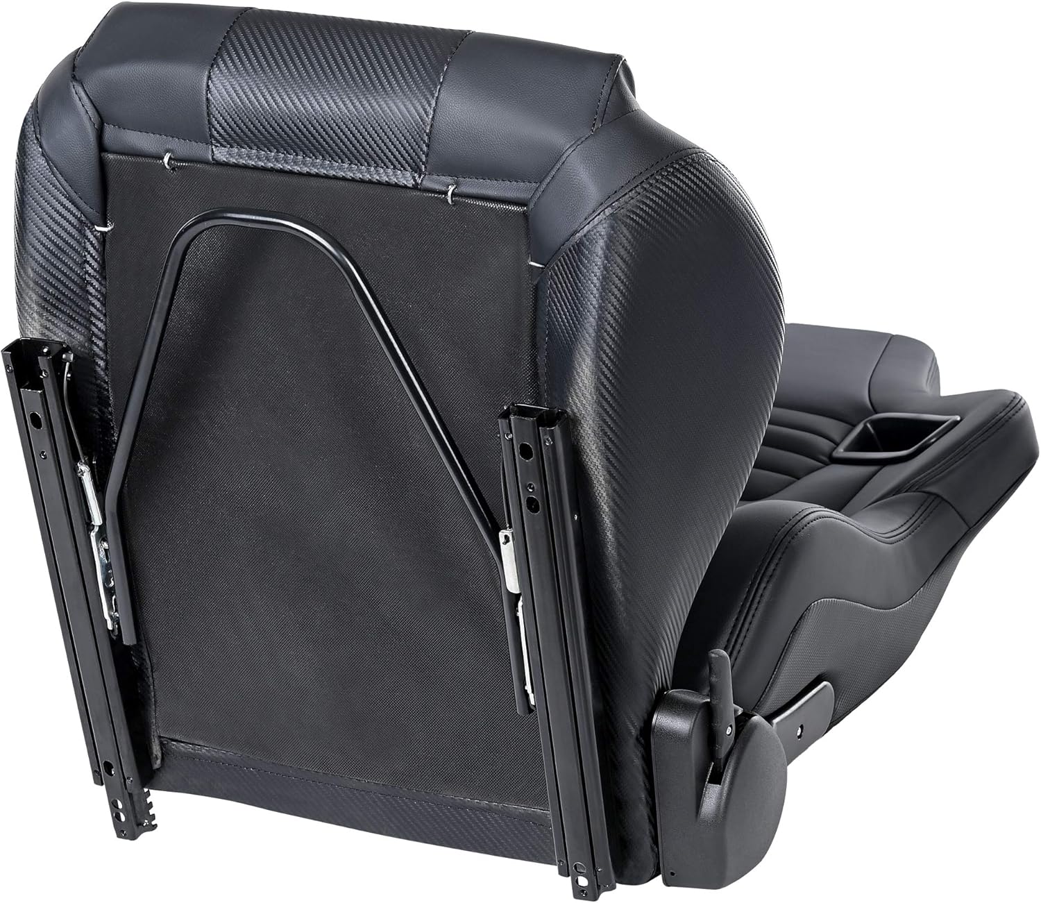 Racing Seats, Pair of PVC Leather Racing Bucket Seats with Dual Sliders, Black with Black Stitching