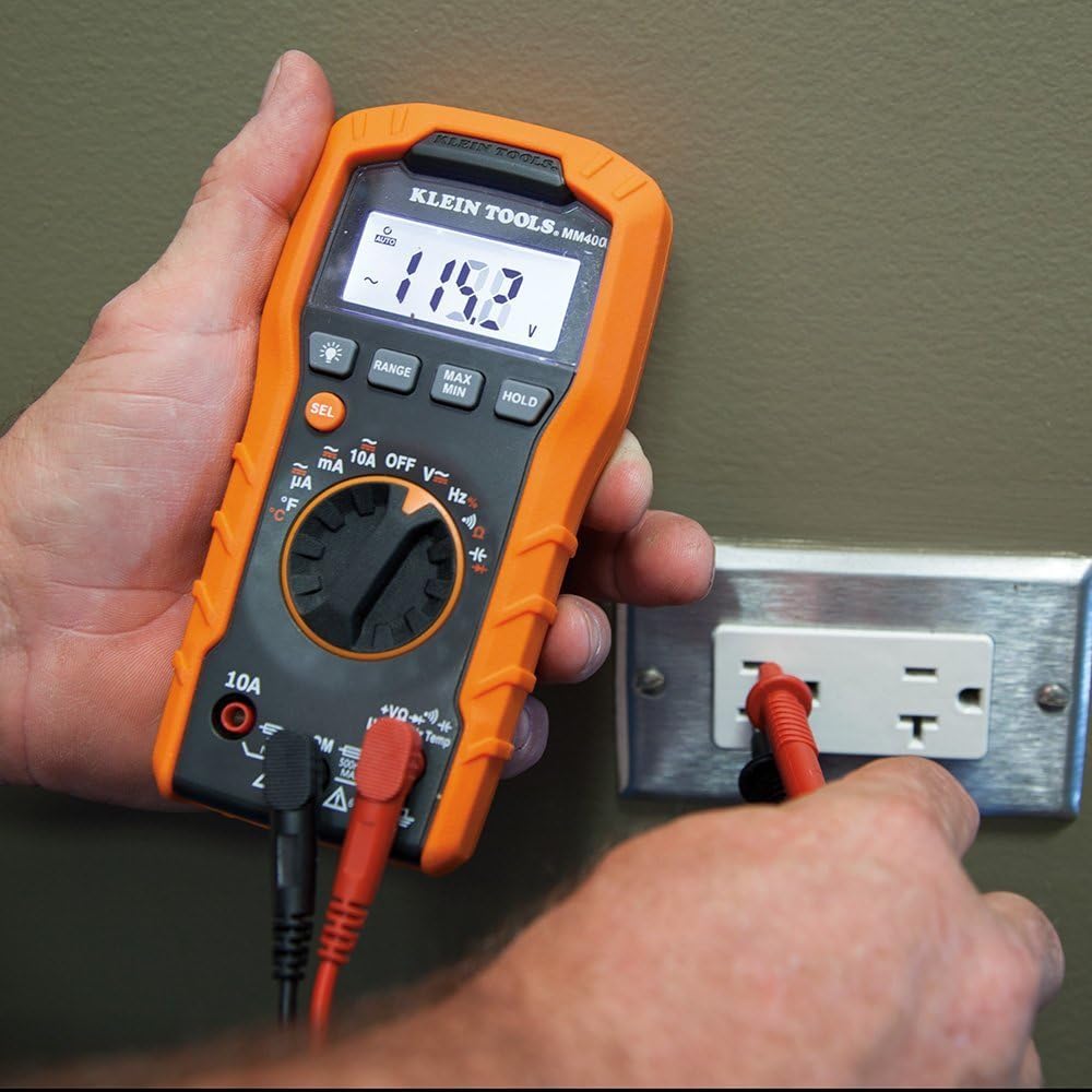 Klein Tools Digital Multimeter, Auto-Ranging, 600V MM400 Pack of 2