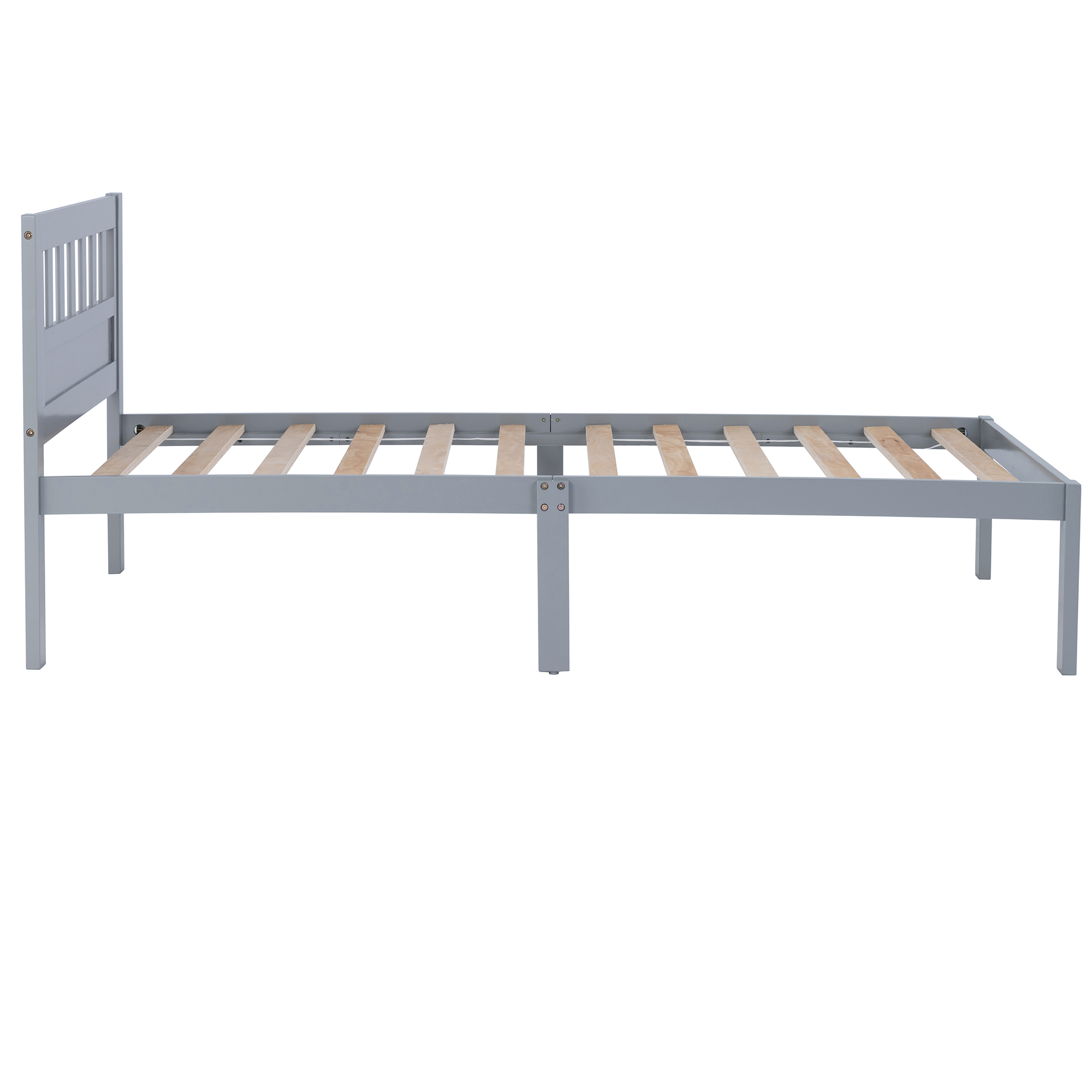 iRerts Wood Twin Bed Frame, Modern Twin Platform Bed Frame with Headboard, Wood Support Slats, Twin Size Bed Frame No Box Spring Needed, Bed Frame Twin Size for Kids Teens Adults Bedroom, Gray