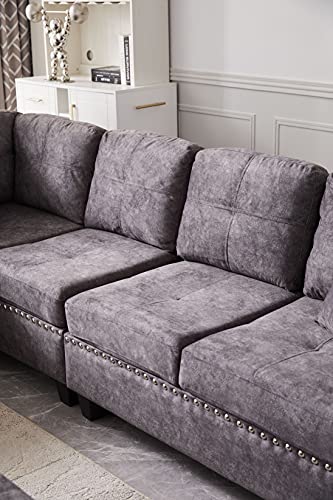 Living Room Furniture, Oversized Set,Modern Large Upholstered U-Shape Extra Wide Chaise Lounge Modular Sectional Sofa Couch,Light Grey