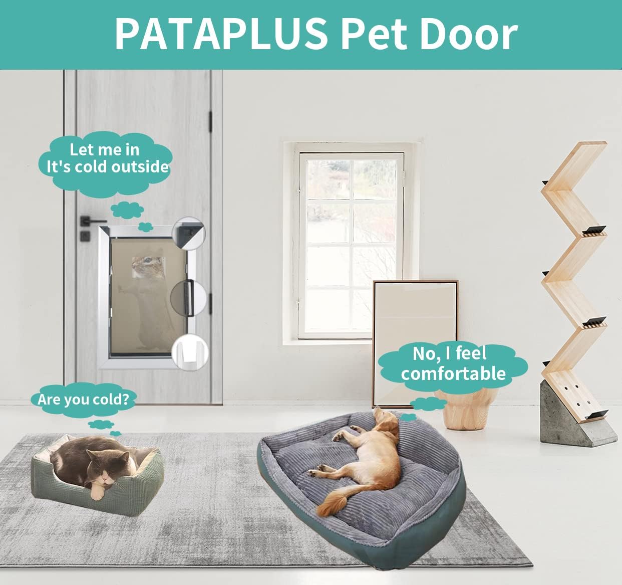 PATAPLUS Large Pet Door Aluminum Dog Door Cat Door,Large Dog Door with Slide-in Lock Panel and Magnetic Flaps,Durable Aluminum Frame, Energy Efficient ,Easy to Install, Heavy Duty(Large)