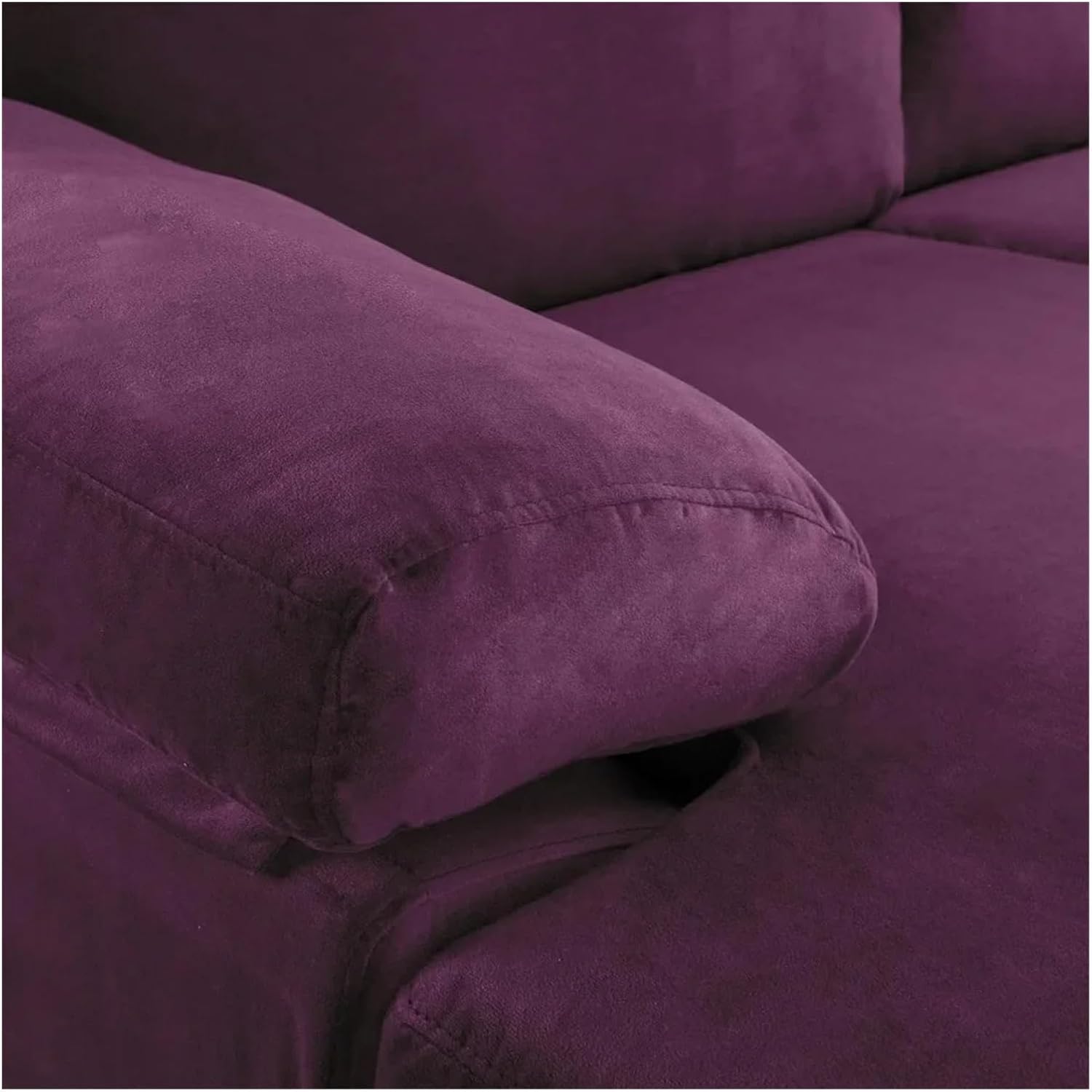Modern Large Velvet L-Shape Sectional Sofa, with Extra Wide Chaise Lounge Couch, Purple ，Couch Shape, YY-991