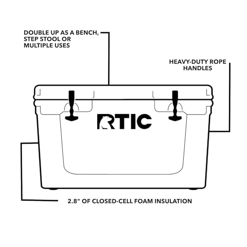 RTIC 45 QT Ultra-Tough Cooler Hard Insulated Portable Ice Chest Box for Beach, Drink, Beverage, Camping, Picnic, Fishing, Boat, Barbecue