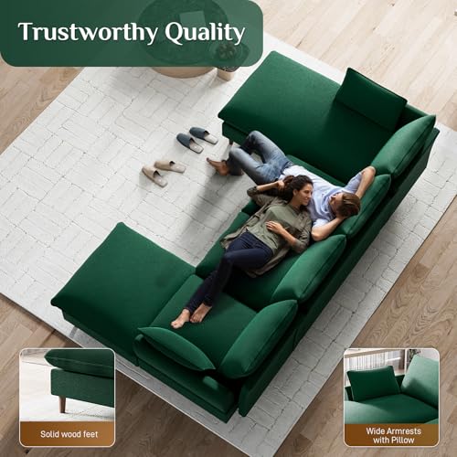 U Shaped Sectional Sofa Cloud Couch for Living Room, 112" Comfy Modular Deep Seat Couches, Oversized Fluffy Modern Chenille 6-Seater Sofa with Lounge Chaise Ottoman, Cream White