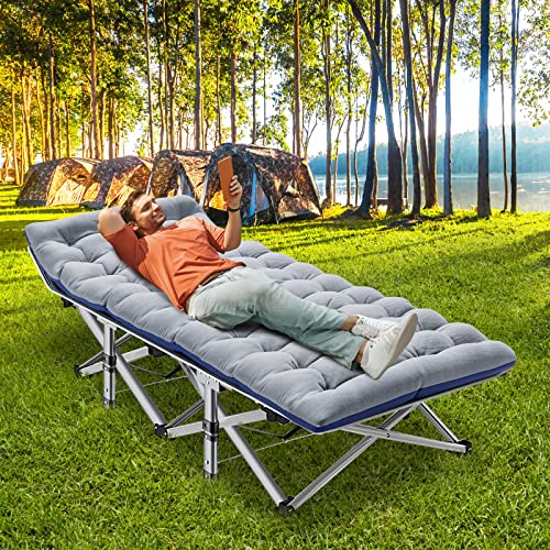 ABORON 2PK Foldable Camping Cots for Adults, Double Layer 1200D 500lb Loading Cot for Sleeping, Heavy Duty Guest Bed with Mattress Carrying Bag Home Camping Office Vacation Hospital