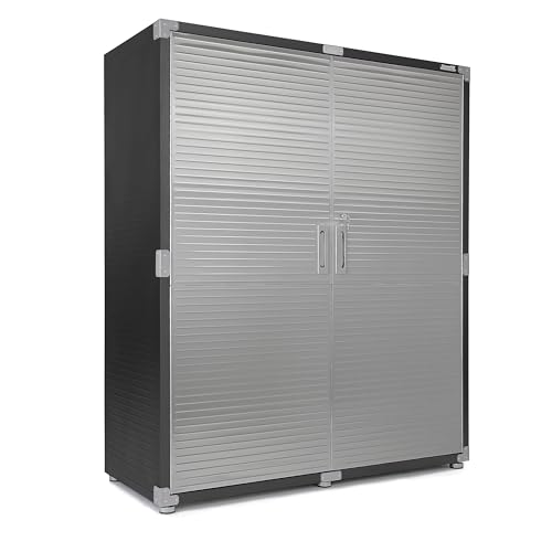 Seville Classics UltraHD Solid Steel Lockable Metal Storage Cabinet Locker Organizer, w/Adjustable Shelves for Garage, Warehouse, Office, Classroom, Granite, 48" W x 24" D x 72" H