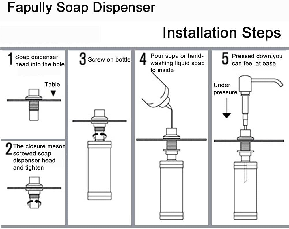 Fapully Commercial Kitchen Faucet Pull Down Sprayer with Soap Dispenser Brushed Nickel