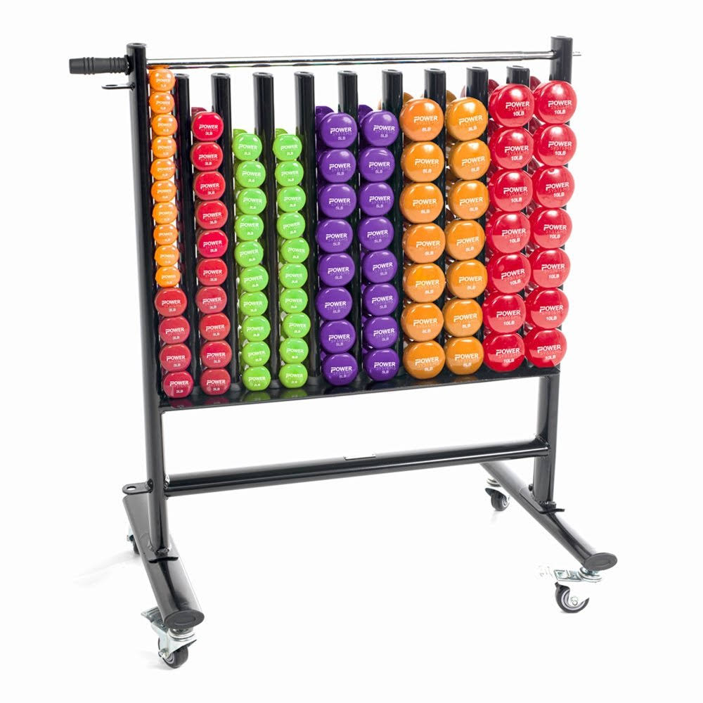 Power Systems 61799 Neoprene-Vinyl Dumbbell Storage Rack with Casters