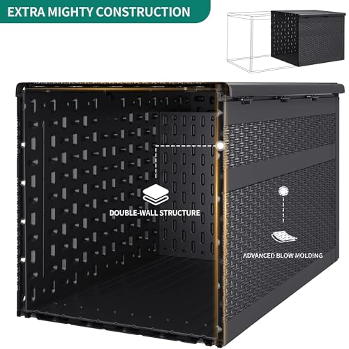 YITAHOME XXL 230 Gallon Large Deck Box, Double-Wall Resin Rattan Outdoor Storage Box with Flexible Divider for Patio Cushions Pool Float Garden Tools, 1000lbs Load Capacity Lockable Waterproof (Gray)