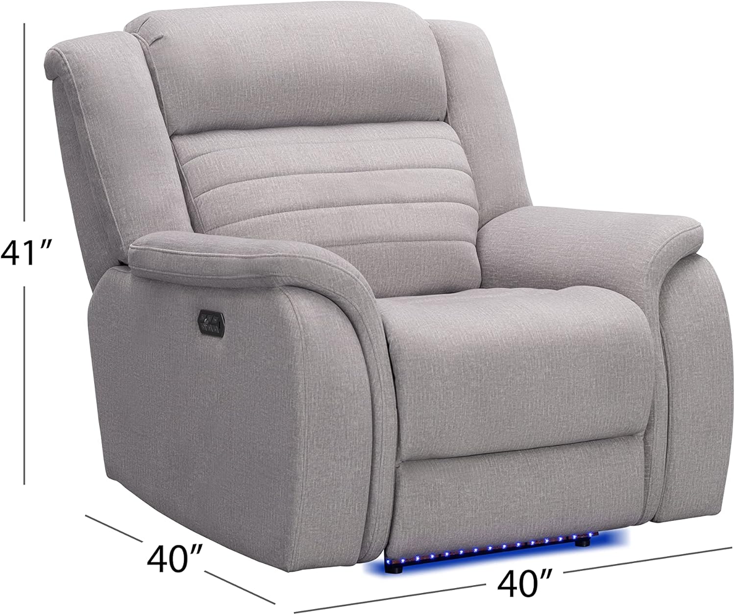 Abbyson Living Tristan Power Reclining Chair with Heat + Massage, Gray