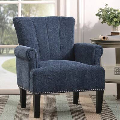 Accent Rivet Tufted Polyester Armchair ,Navy Blue Red Barrel Studio Fabric: Navy Blue Polyester