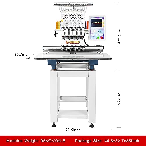 S-1501 Commercial Embroidery Machine with 15 Needles, 1200SPM Max Speed, 12" Touch Screen, Wifi available, 14"x20" Embroidery Area, capable of embroidering on Flat, Hat, T-shirt and more