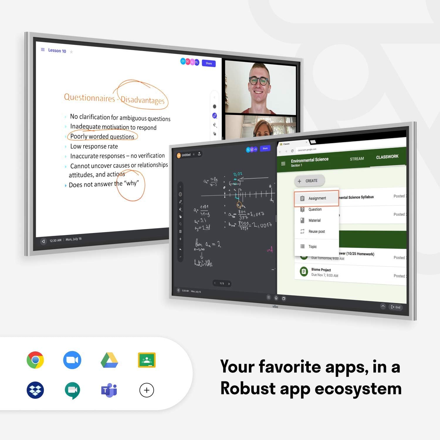 Vibe All-in-one Computer Real-time Interactive Whiteboard, Video Conference Collaboration, Robust App Ecosystem, Smart Board for Classroom and Business W/ 55" 4K UHD Touch Screen (No Stand Included)