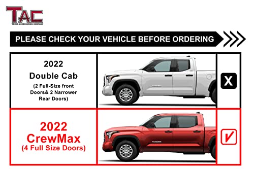 TAC Sidewinder Running Boards Compatible with 2022-2024 Toyota Tundra CrewMax Truck Pickup 4” Drop Fine Texture Black Side Steps Nerf Bars Rock Slider Armor Accessories (2pcs)