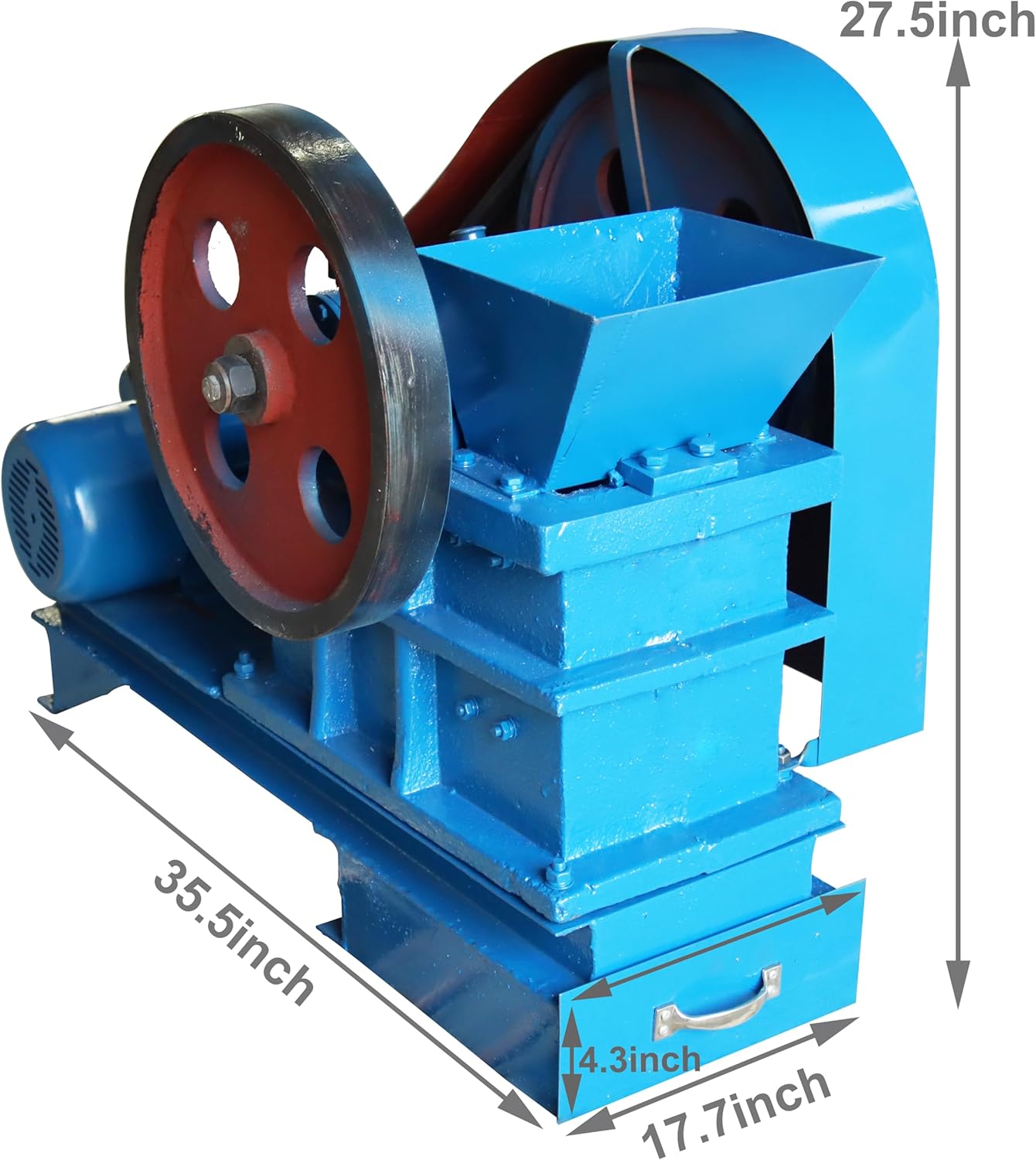 TECHTONGDA Jaw Grinding Machine Crusher for Stone Rock Concrete Grinder Electric Shatter Pulverizer 220V 2.2KW