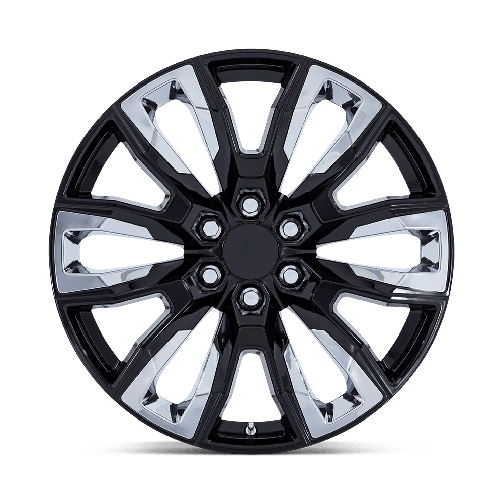 22x9 Performance Replicas PR225 Gloss Black W/ Chrome Accents Wheel 6x5.5 (28mm)