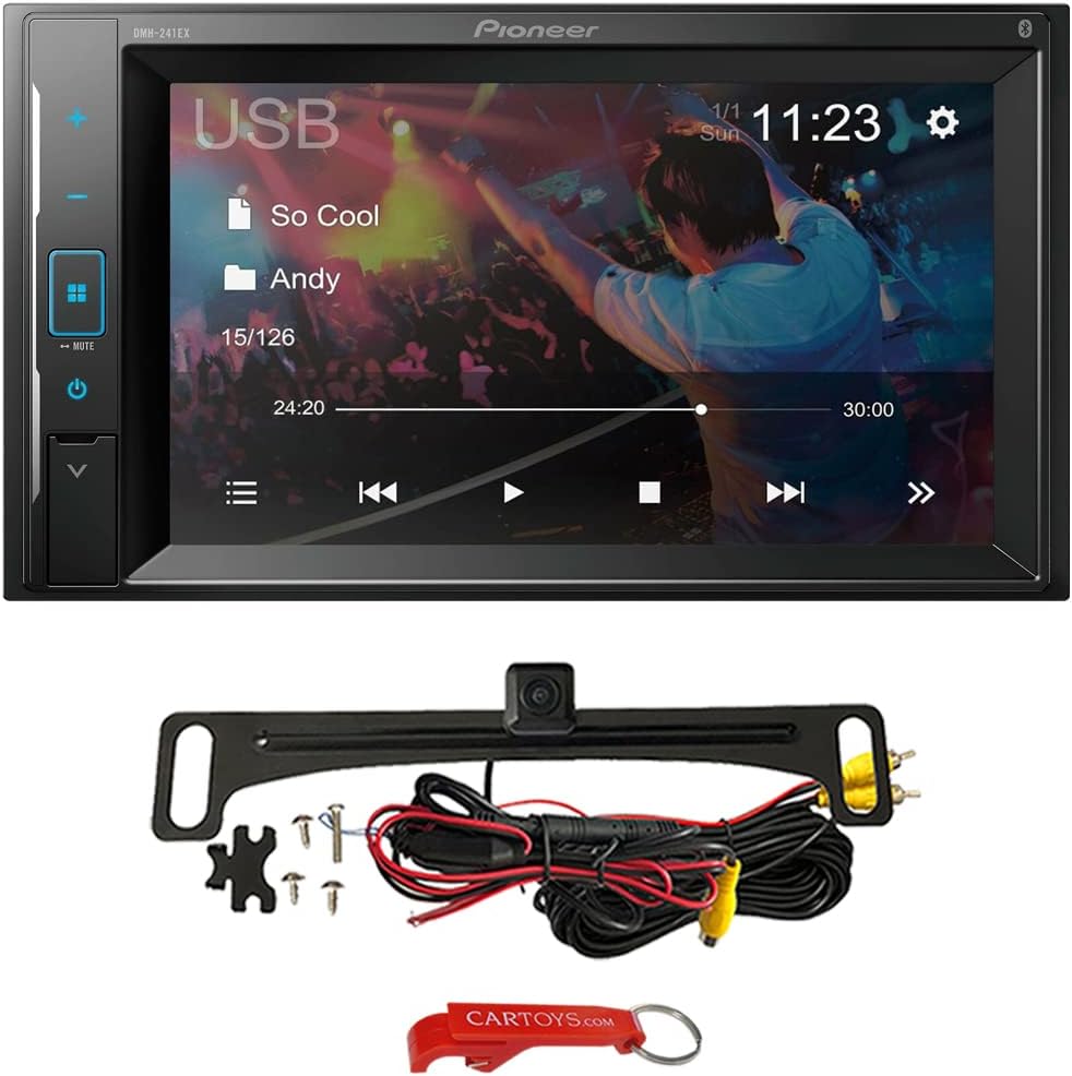 Pioneer DMH-241EX Car Stereo Safe Driver's Bundle w/ ACAM4 Backup Camera. 2-DIN Touchscreen Head Unit with Amazon Alexa Built in, Bluetooth Receiver for Hands-Free Calling and Media Streaming, No CD