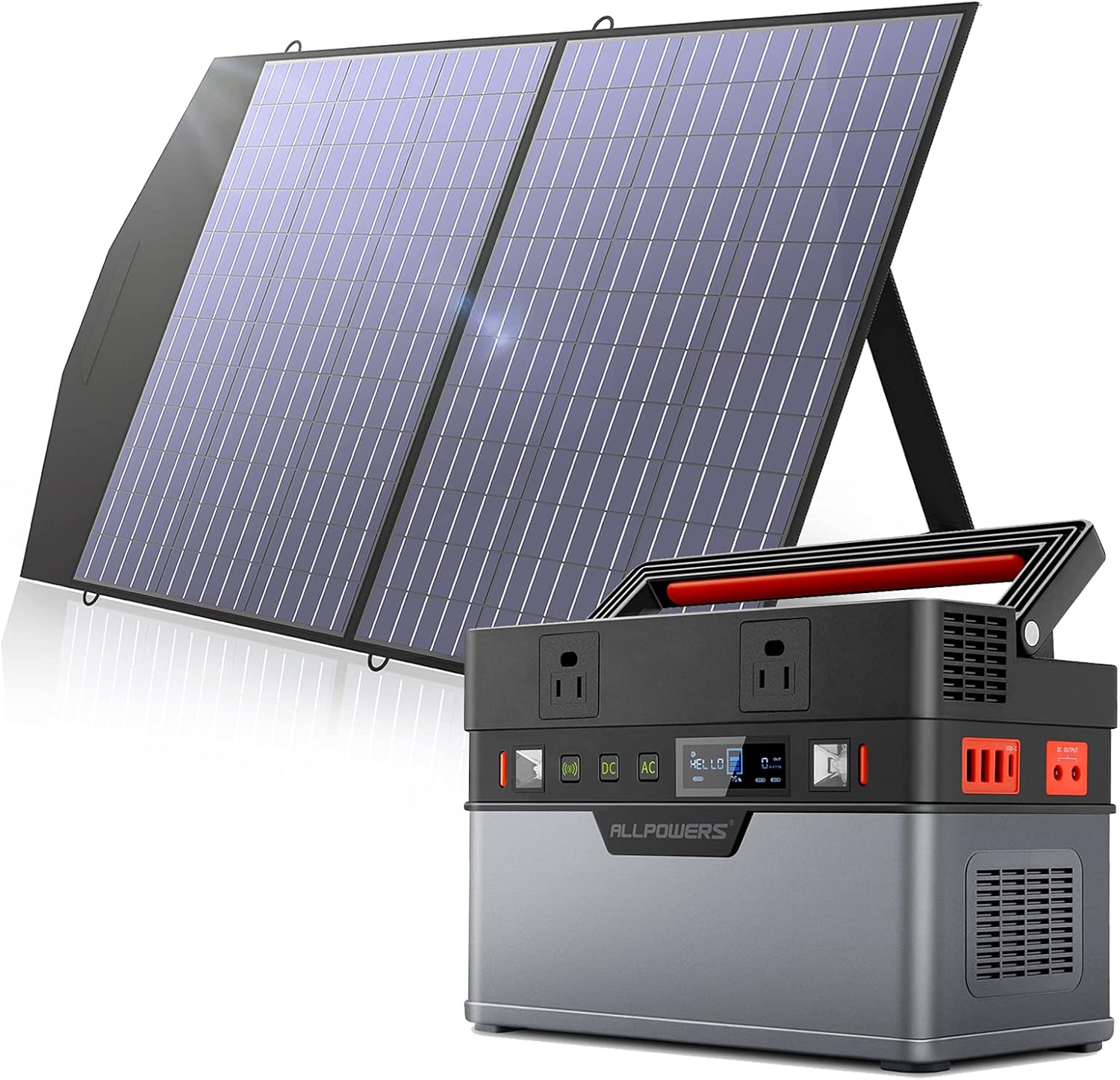 ALLPOWERS 500W Power Station with Solar Panel Included, 606Wh Solar Generator with Monocrystalline Portable Solar Panel 100W for Backup Battery Laptop Phone Camping RV Emergency