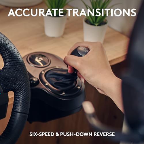 Logitech G923 Racing Wheel and Pedals, TRUEFORCE up to 1000 Hz Force Feedback, Gaming Steering Wheel PS5, PS4, PC, Mac, Genuine Leather- Black