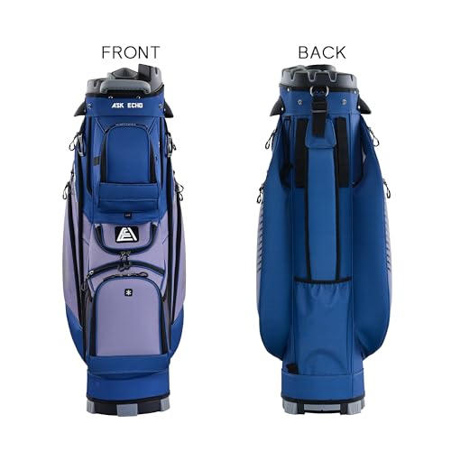 ASK ECHO 2024 T-Lock Golf Cart Bag with 14 Way Organizer Divider Top, Premium Cart Bag with Handles and Rain Cover, for Men