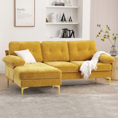 82.7" L Shaped Couch, Small Sectional Sofa Couch for Living Room with Reversible Chaise, 3-Seat Modern Couch with Removable Cushion for Small Spaces (Blue)