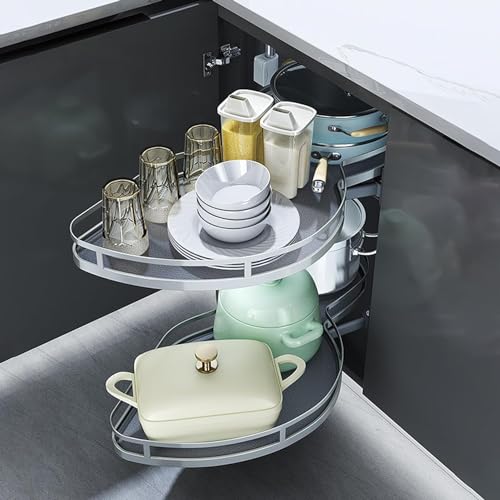 Kitchen Organizer Kitchen Cabinet Corner Pullout Storage Shelf Blind Corner Organizer Spice Bowl Rack Soft Close Corner Cabinet Fitting Height Adjustable,Left open-700mm (Left Open