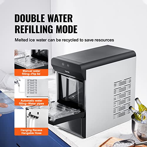 VEVOR Commercial Ice Maker, 400LBS/24H Ice Making Machine with 330.7LBS Large Storage Bin, 800W Auto Self-Cleaning Ice Maker Machine with 3.5-inch LED Screen for Business Bar Tested to UL Standards