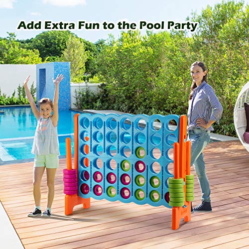 COSTWAY Jumbo 4-to-Score Giant Game Set, 4 in A Row for Kids and Adults, 3.5FT Tall Indoor & Outdoor Game Set with 42 Jumbo Rings & Quick-Release Slider, Perfect for Holiday Party & Family Game