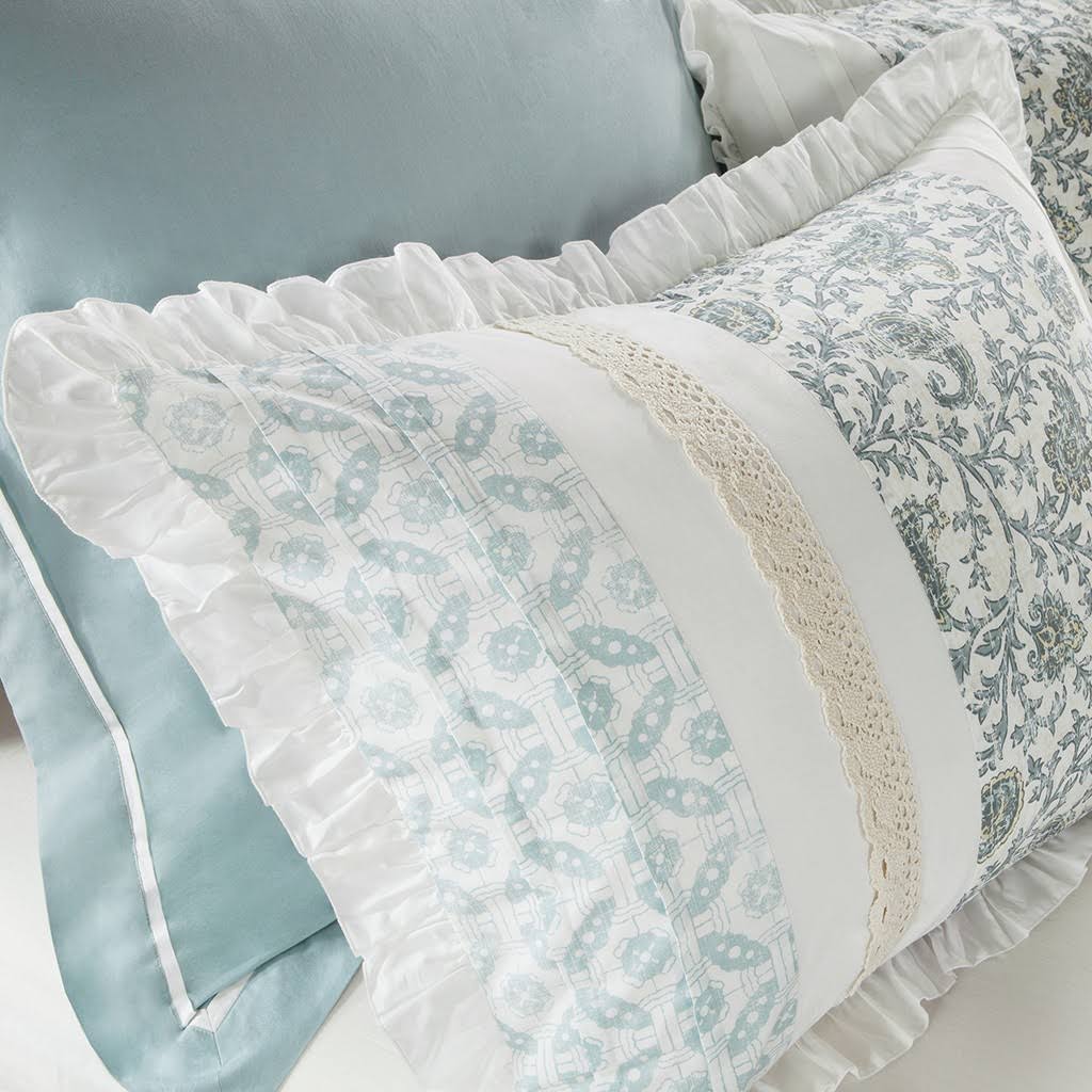 Madison Park Dawn King Blue 9 Piece Cotton Percale Duvet Cover Set