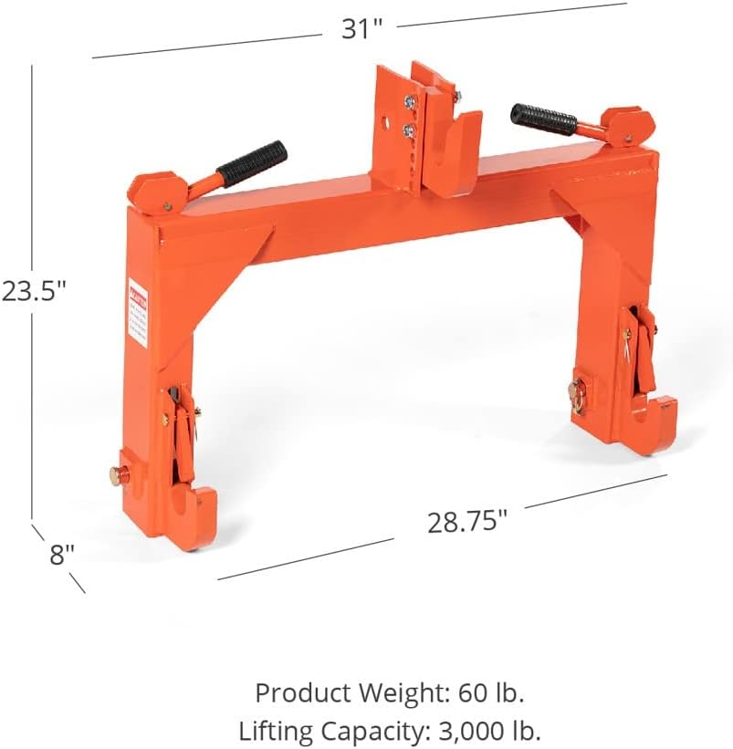 Titan Attachments Orange Category 1 and 2, 3 Point Quick Hitch