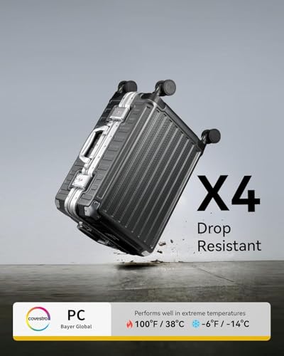 LUGGEX Aluminum Frame Luggage with Spinner Wheels, Zipperless Polycarbonate Hard Shell Carry On Luggage, 20 Inch Suitcases, Charcoal Metallic
