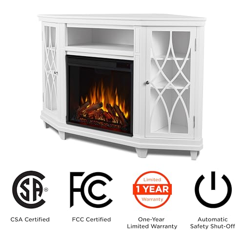 Real Flame Lynette 56" Corner Electric Fireplace TV Stand for TVs up to 55 inches, Entertainment Center with Electric Fireplace, Living Room TV Stand with Fireplace.