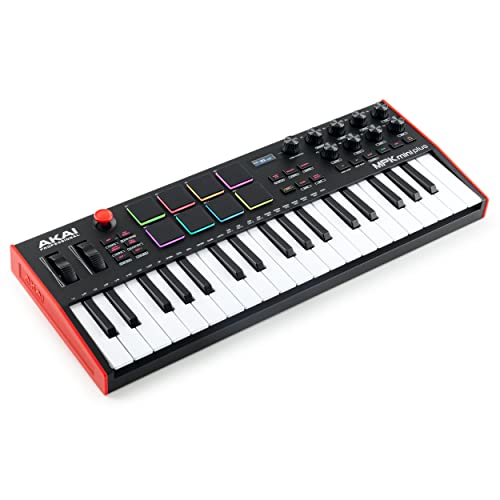 Akai Professional MPK Mini Plus - USB MIDI Keyboard Controller with 37 Mini Keys, 8 MPC Pads, Sequencer & Focusrite Scarlett Solo 3rd Gen USB Audio Interface, for the Guitarist, Vocalist