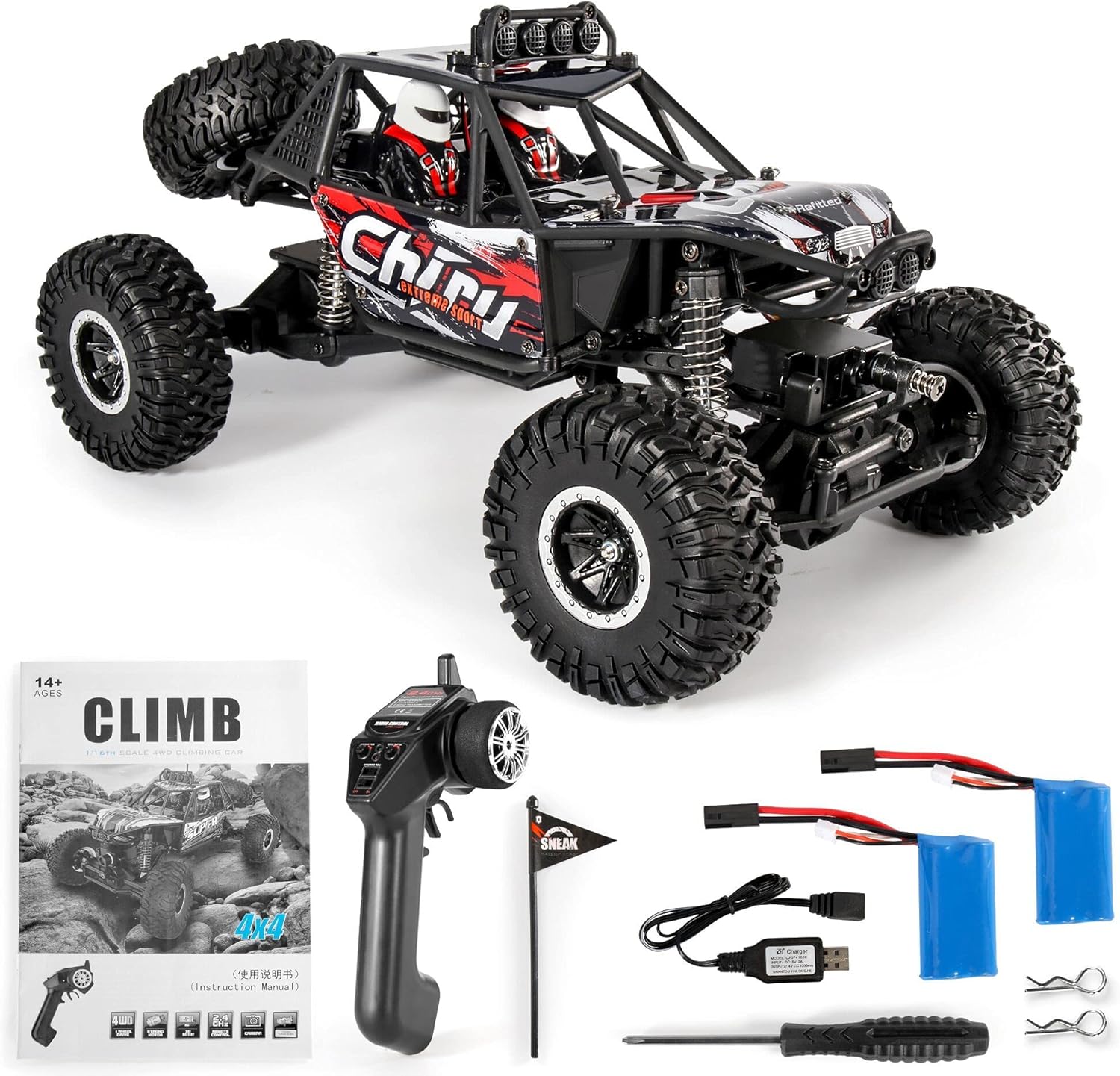 MIEBELY Rock Crawler �C RC Rock Crawler 4x4 �C Remote Control Car for Adults and Children �C High Speed and Rock Climbing RC Crawler �C 1:16 Scale High Speed Climbing Car �C 75 Degrees Climbing Angle