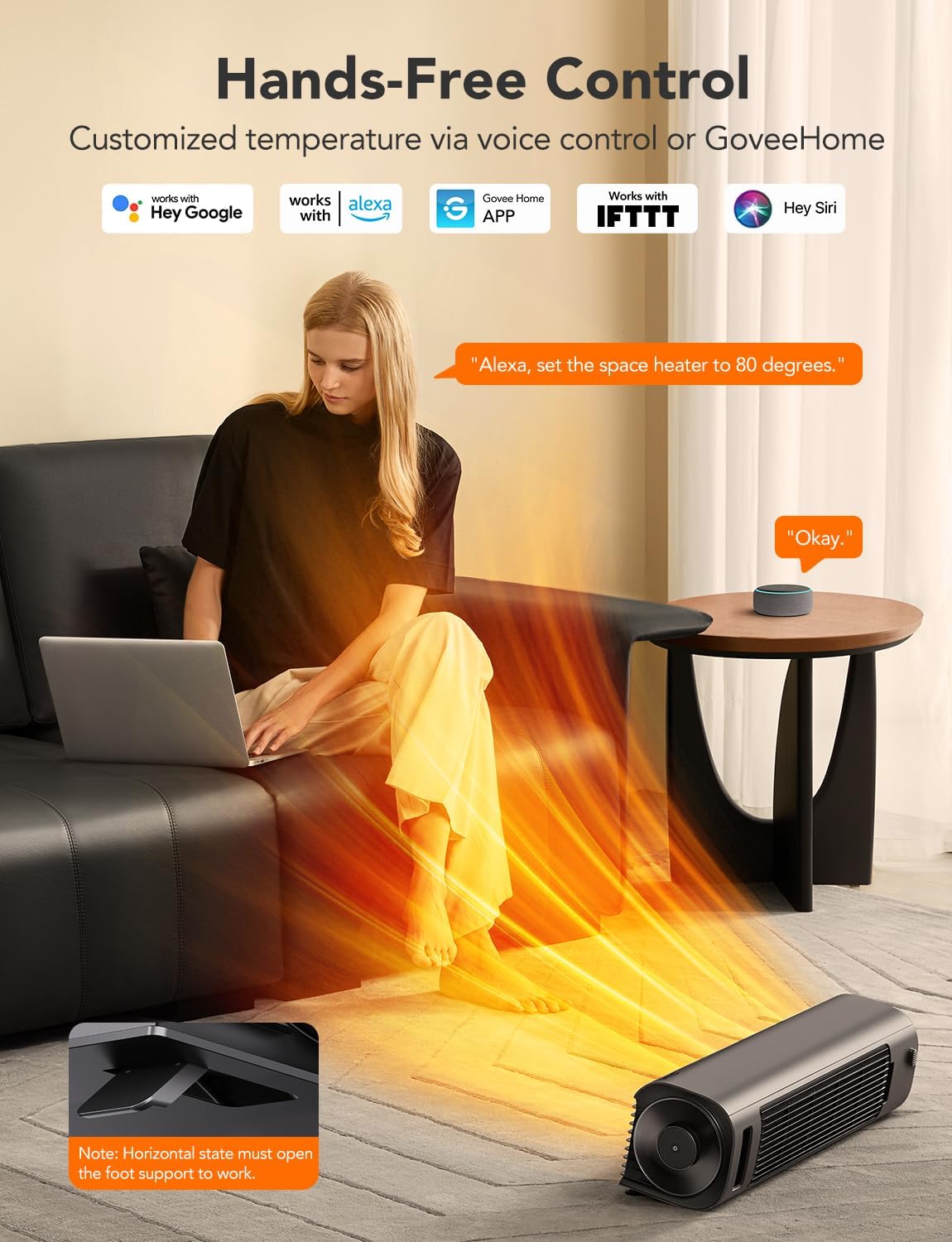 GoveeLife Space Heater Pro for Large Room, Smart Oscillating Ceramic Tower Heater with Thermostat, App & Voice Remote, Auto Modes, 24H Timer, Overheating & Tip-Over Protection 1500W Heater for Indoor
