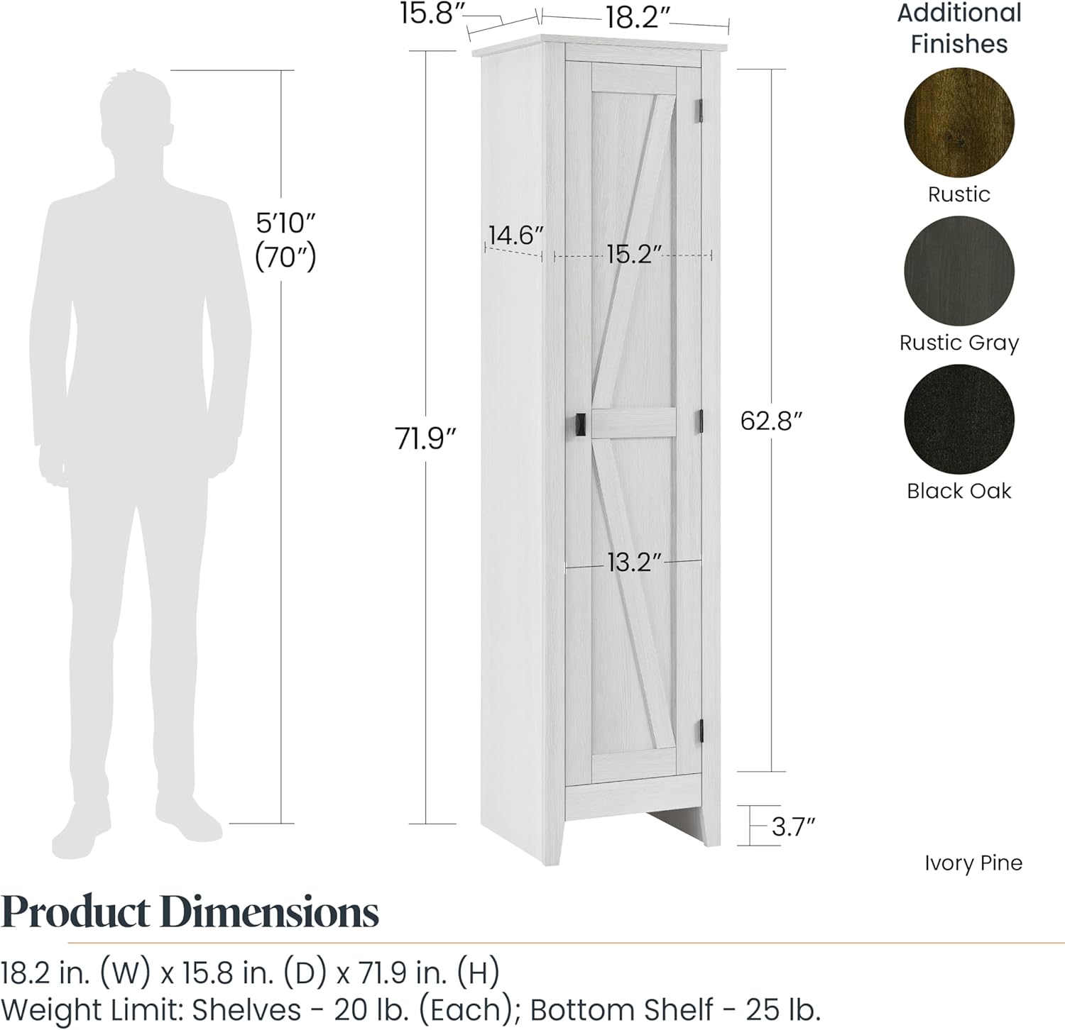 Systembuild Evolution Farmington 18" Wide Storage Cabinet in Black Oak