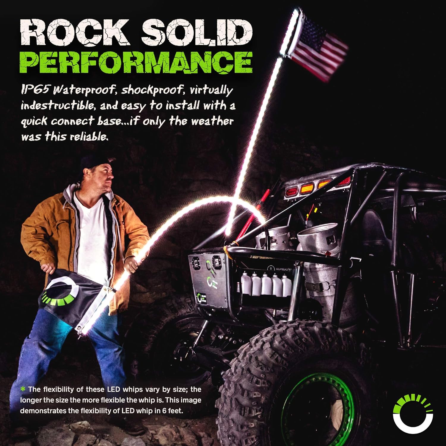 2pc 3ft Spiral LED Whip Lights for UTV ATV [21 Modes] [20 Colors] [RF Wireless Remote] [Weatherproof] [USA Flag] LED Lighted Whips Antenna for RZR Can-Am Polaris UTV ATV Accessories