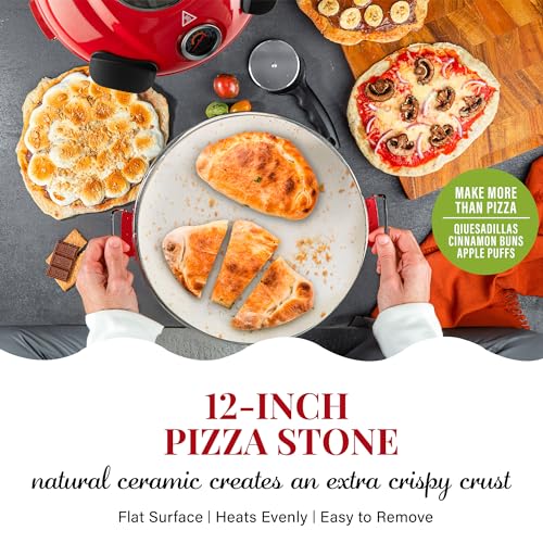 PIEZANO Crispy Crust Pizza Oven by Granitestone – Electric Pizza Oven Indoor Portable, 12 Inch Indoor Pizza Oven Countertop, Pizza Maker Heats up to 800˚F for Stone Baked Pizza at Home - Cream
