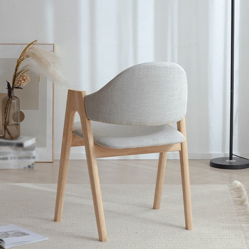 CraftThink Modern Dining Chairs, 4-Piece Upholstered Arm Chair Matte Finish Open Dining Chair Natural Wood Side Chair for Milk Tea Shop Kitchen Dining Room (Brown+Walnut color Wood)