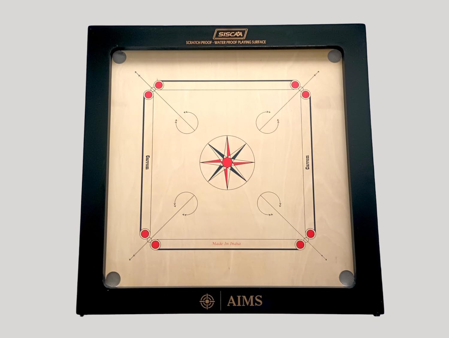 AIMS/Siscaa Deluxe - Full Size Carrom Board with Striker and Coins