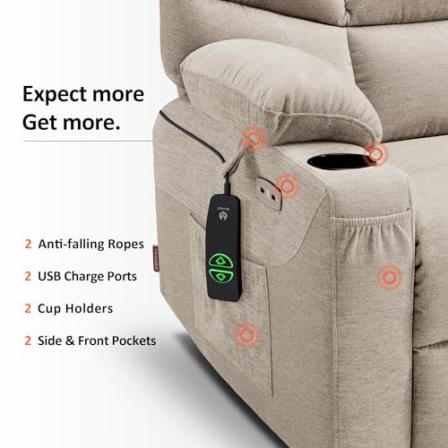 MCombo Power Lift Recliner Chair with Extended Footrest for Elderly People, Fabric 7287 (Navy Blue, Medium)