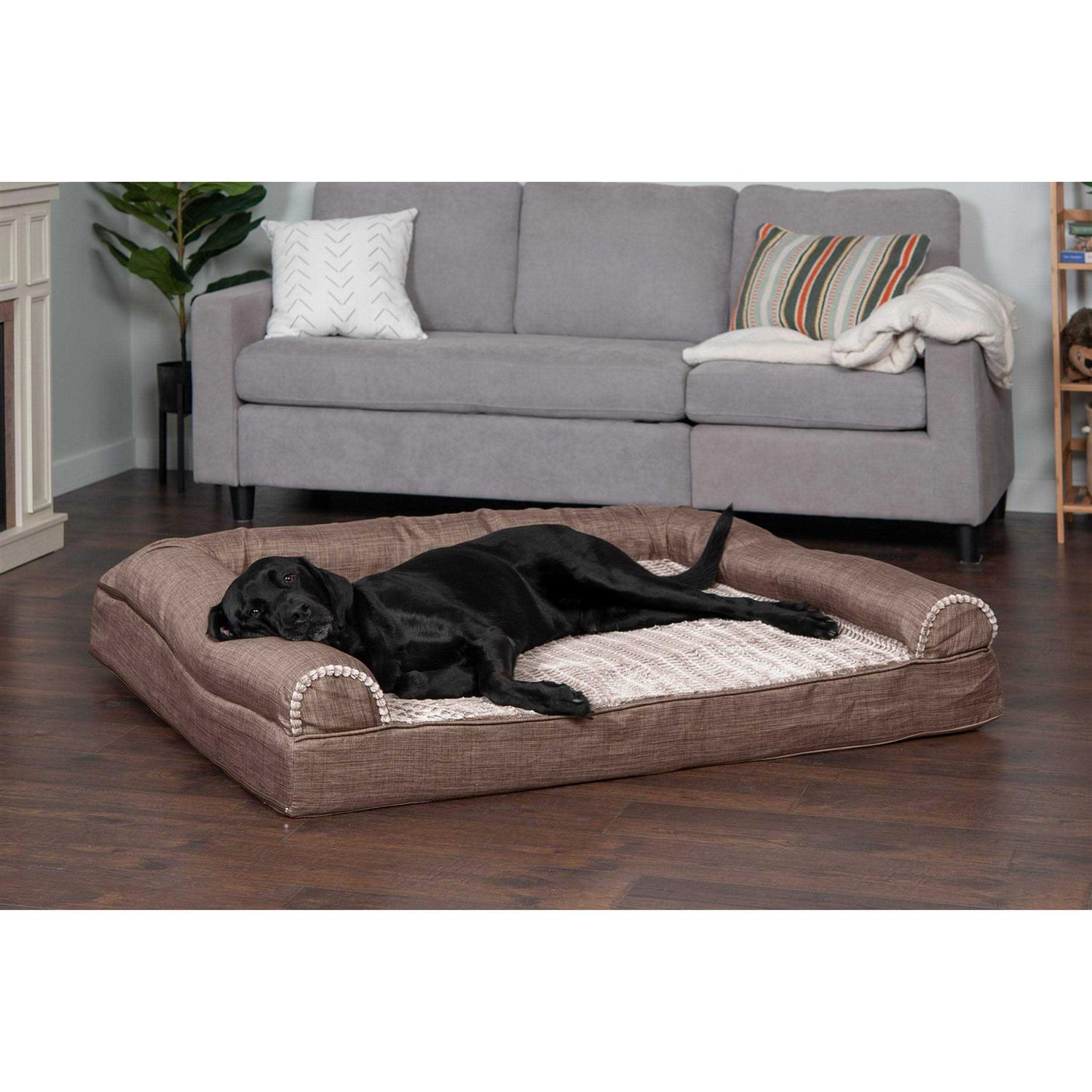 FurHaven Luxe Fur &amp; Performance Linen Sofa Bed - Pet Supplies online store