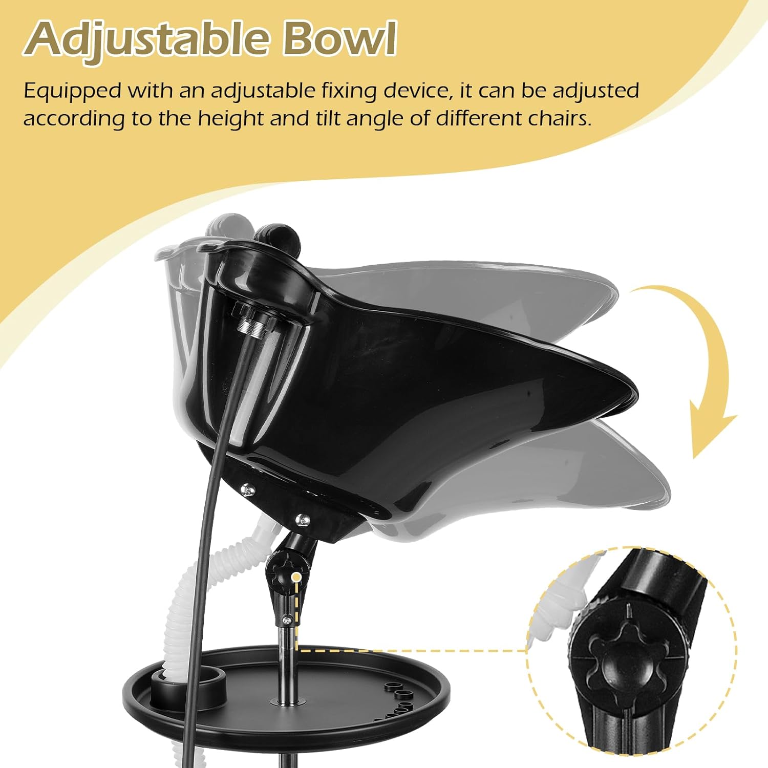 Dyna-Living Portable Shampoo Bowl Salon Deep Shampoo Basin Sink for Washing Hair with Adjustable Height, Includes Drain Hose and Bucket, Barber and Stylist Hair Washing Station