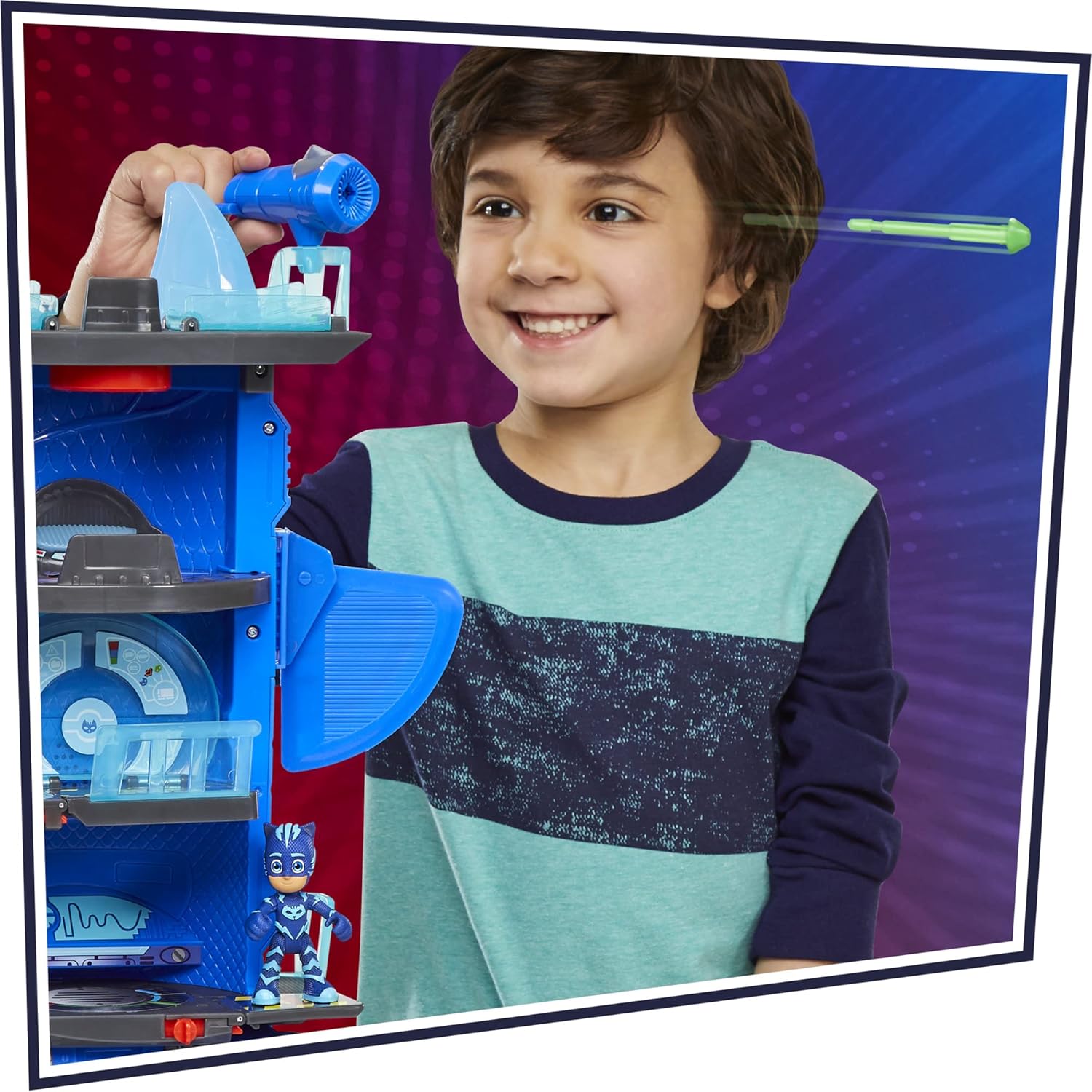 PJ Masks Deluxe Battle HQ Preschool Toy, Headquarters Playset with 2 Action Figures, Cat-Car Vehicle, and More for Kids Ages 3 and Up Pack of 2