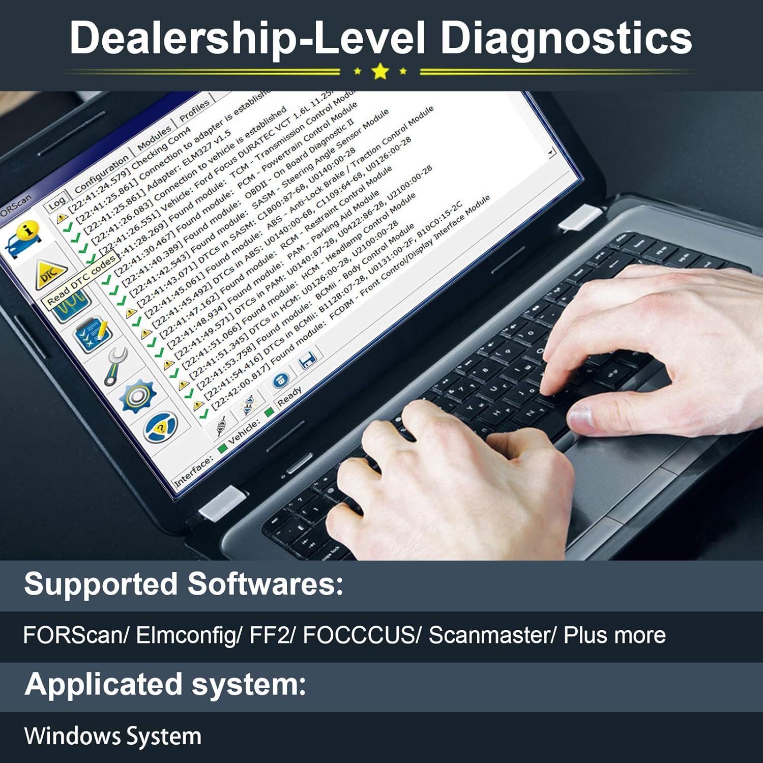 OBDMONSTER ELM327 OBD2 Adapter Compatible with F150 F250 and More, for FORScan MS/HS CAN Automatically Switch, OBDII Diagnostic Scanner via USB for Windows only