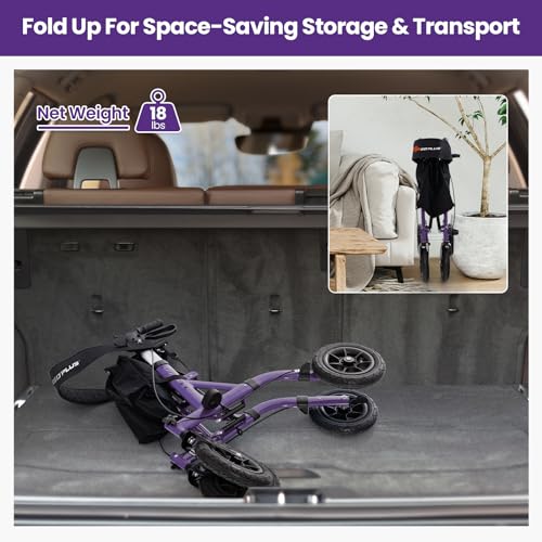Goplus Rollator Walkers for Seniors with Seat, Foldable Rolling Walker with 9.5” All Terrain Pneumatic Wheel, Supports up to 350 lbs, Heavy Duty Bariatric Rollator Walker for Adult