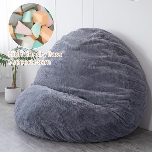 BYBYME 3 in 1 Bean Bag Chairs, Bean Bag Bed for Adults High-Density Foam Filling, Convertible Sofa Bed Faux Fur, Giant Bean Bag Chairs for Adults