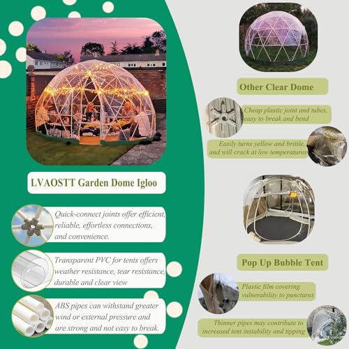 Garden Dome Igloo 12FT Clear Bubble Tent Outdoor for Garden, Weather Proof Pod Camping Patio Igloo Tent for Backyard Canopy Gazebos Screen House Room Lean to Greenhouse